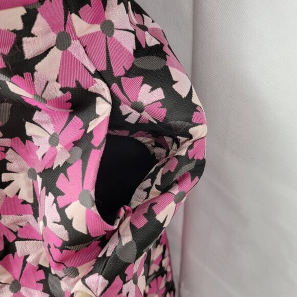 KATE SPADE Womens 14 Wallflower Jacquard Dress Pink Black Metallic A Line Knee - Picture 2 of 16